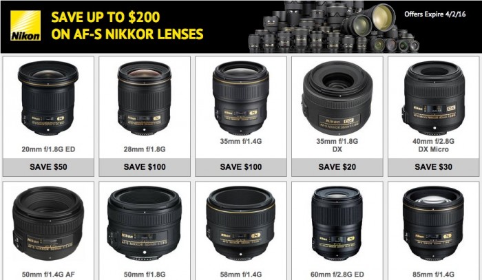 Nikon Lens Rebates For March 2016